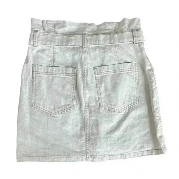 Free People Splendor In The Grass Tie Belt Skirt Oatmeal Pockets Zipper Size 8 - Picture 2 of 5